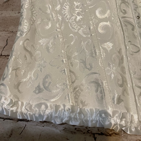 NWT DOSE white floral textured over bust back lace up Boned corset top XL-S - Picture 5 of 15